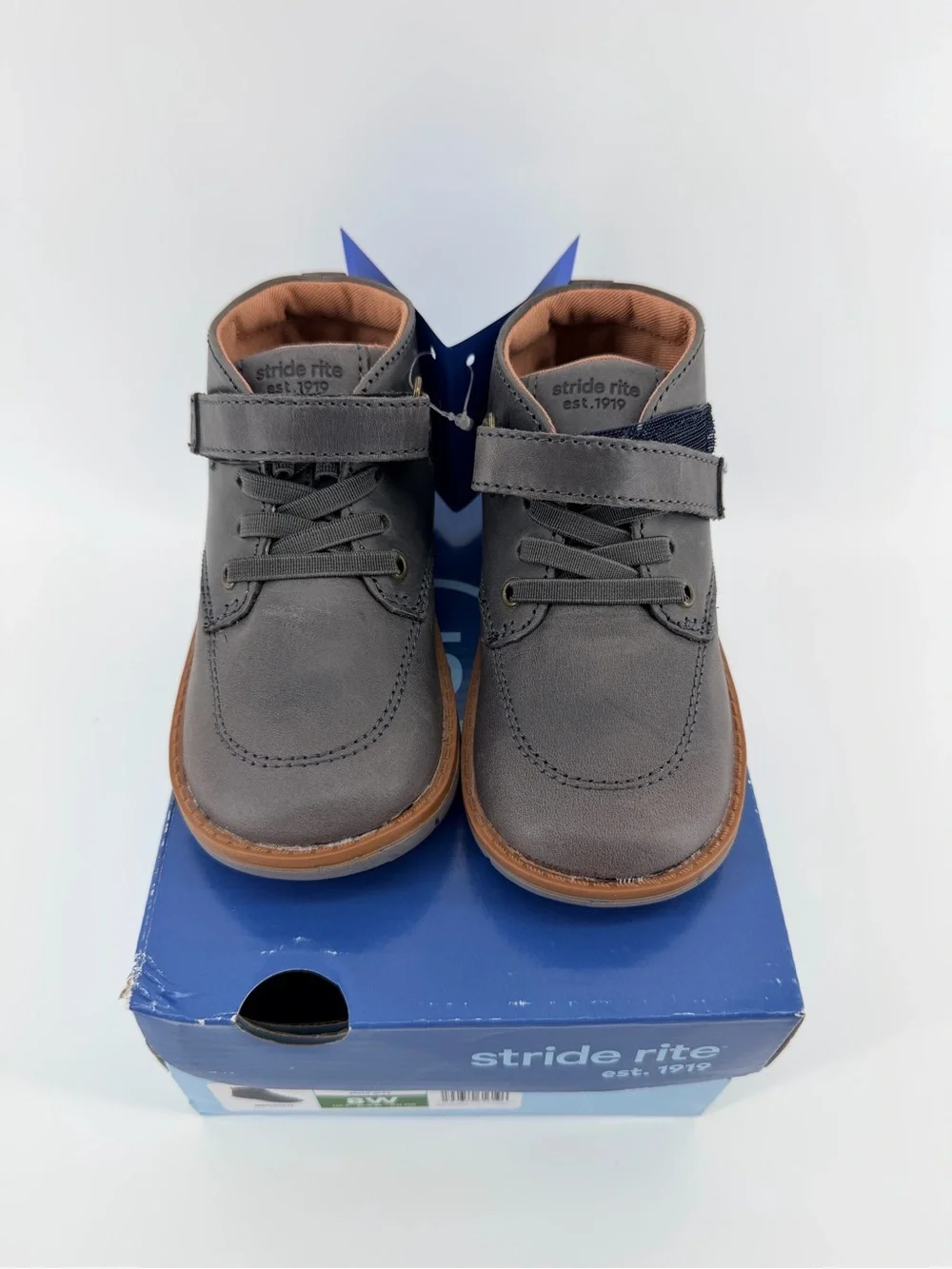 NIB Stride Rite Toddler Quinn Boots in Slate Grey leather